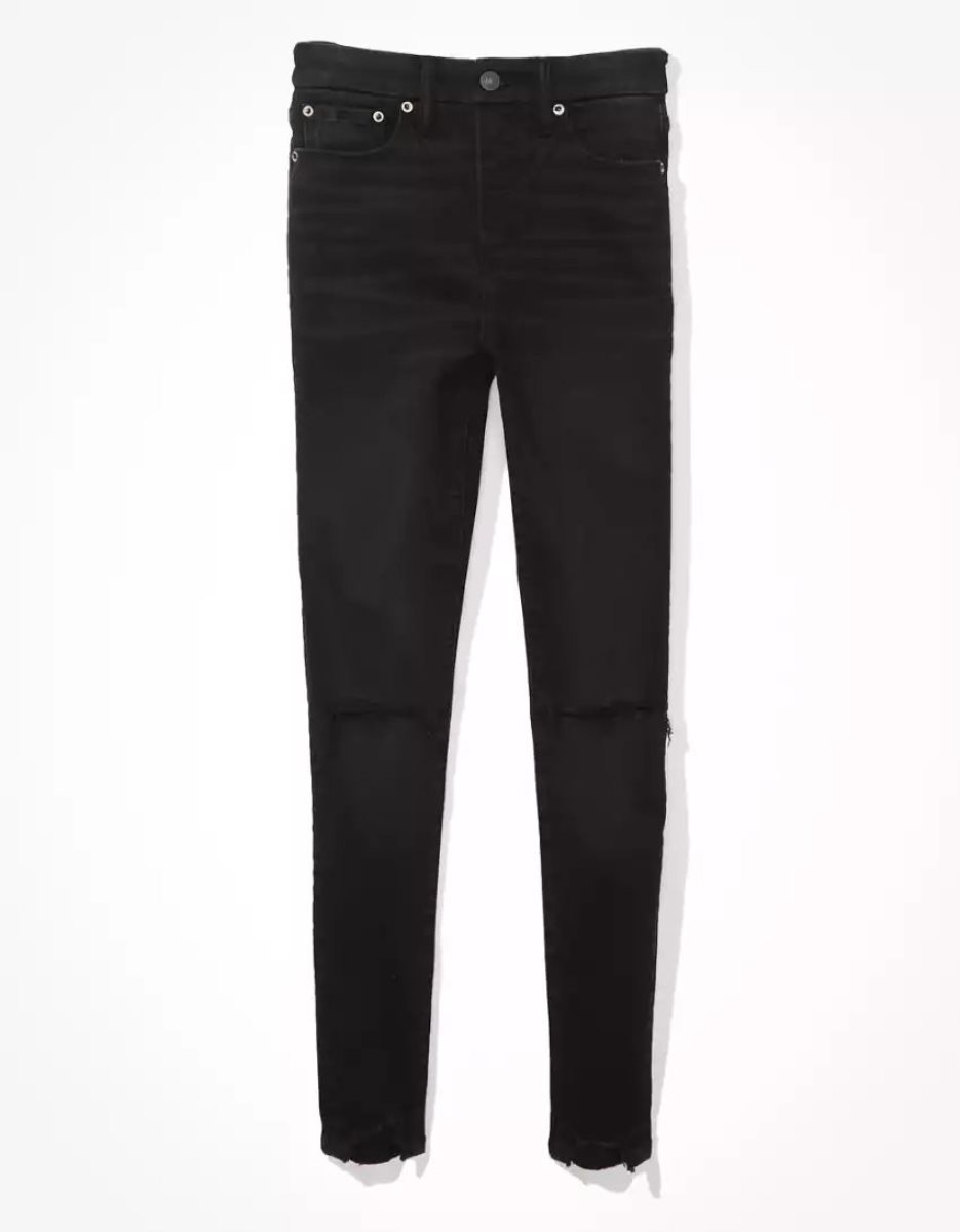 Jean American Eagle AE Lu(x)e Ripped Super High-Waisted Jegging Noir Femme | LJZ-09634481